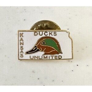 Kansas Shape Of State Ducks Unlimited Hat‎ Vest Pin